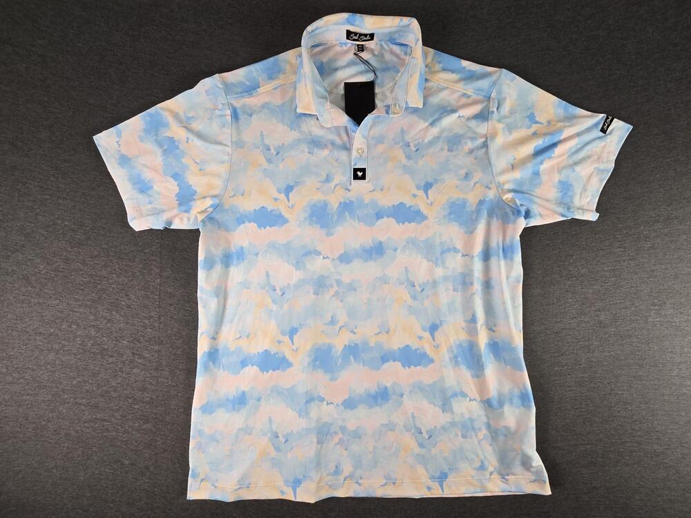 Bad Birdie Polo Shirt Mens 2XL Blue Cotton Caddy Golf Pastel Stretch Performance